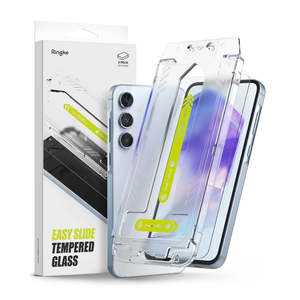 Mobile Phone Screen Protectors: Samsung Galaxy A55 Screen Protector Easy Slide Tempered Glass 2 Pack