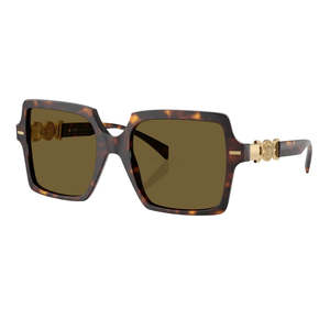 Versace Sunglasses: Versace VE4441 108/73 Sunglasses- Havana Frame, Dark Brown Lens