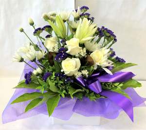 Mothers Day Water Boxes: Square Water Box in Purple & White
