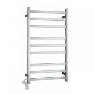 Accessories: Black / Chrome Heated Towel Rail Square 9 Bars