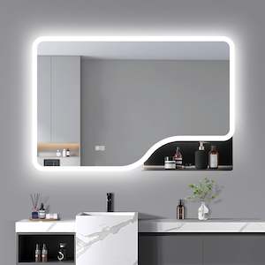 Rectangle LED Mirror with Light Selection, Demister and Shelf