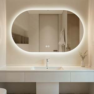 Mirror: Horizontal Pill Backlit Mirror with Demister, Color Selection and Dimer