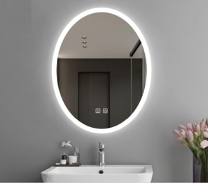 Oval LED Mirror with Demister, Three Light Selection and Dimmable Control