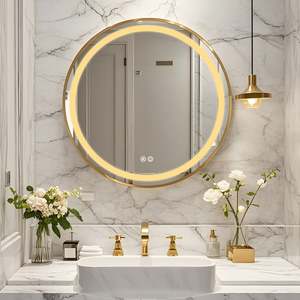 Framed Round LED Mirror with Demister, Three Light Selection and Dimmable Control