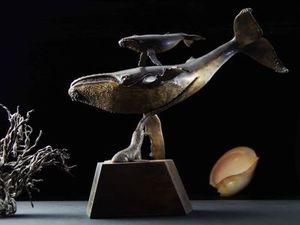 Ken Auton: Ken Auton Humpback Whale Mother and Calf bronze sculpture