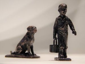 Aaron Brown 'Boy and Labrador' bronze sculpture