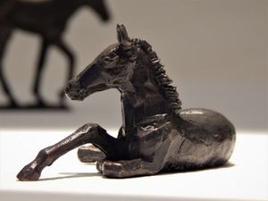 Aaron Brown 'Lying Foal' bronze sculpture