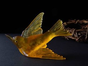 Luke Jacomb Studio cast glass 'Wall Birds: Lukeke Design Swallow yellow colour