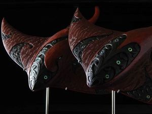 WHAI' pair of Stingray carvings by John Collins