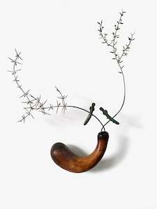 Objects: Sharing the Dry - Container with Mudfish and branches Matagouri and Manuka