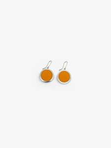 Jeremy Leeming Artist Works For Sale: Orange Corian Disc Earrings