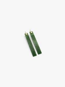 Lisa Woods Artist Works For Sale: Long Rectangle Pounamu Earrings with Gold Disc