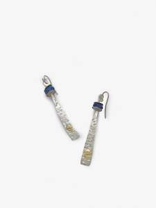 Barry Clarke Artist Works For Sale: Long Silver Earrings with Lapis Beads