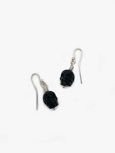 John Z Robinson Artist Works For Sale: Obsidian Skull Earrings