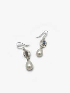 Lynn Kelly Artist Works For Sale: Spectrolite and Pearl Earrings
