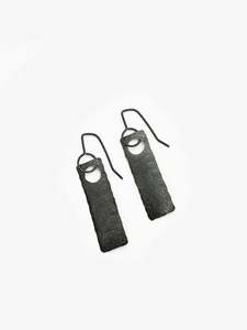 Jewellery: Strips Hook Oxidised Silver Earrings (IME80)