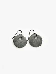 Small Disc Hook Oxidised Silver Earrings (IME79)