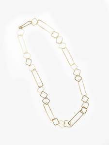 Sketches Gold Plated 3 Squares Necklace (IME74)