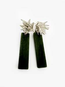 Cabbage Tree Earrings with Greenstone (AB386)