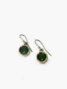 David Mcleod Artist Works For Sale: 10mm Gold Edged Round Pounamu Earrings