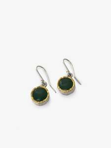 David Mcleod Artist Works For Sale: 12mm gold Edged Round Pounamu Earrings