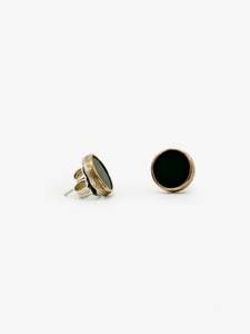 Pounamu & Gold Disc Studs (LWO136)