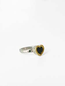 Penelope Barnhill Artist Works For Sale: Unheated Australian Parti Sapphire Heart Ring