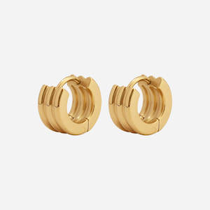 Earrings: Triple Hoop Huggie Small