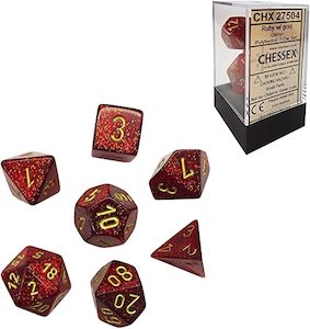 Dice: Glitter Red/Gold 7-Poly Dice Set