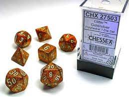 Glitter Gold/Silver 7-Poly Dice Set