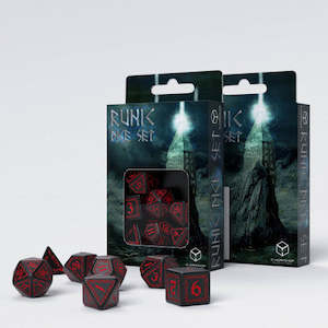 Dice: Q WOrkshop: Runic Black & Red Dice Set