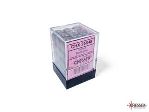 Chessex: Opaque Black/Pink 12mm d6 Dice Block with 36 Dice