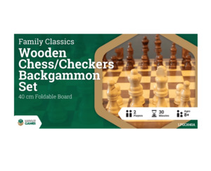 Wooden Foldable: Chess/Checkers/Backgammon 40cm