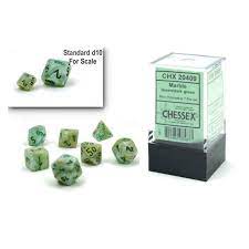 Dice: Mini Marble Green/Dark Green 7 Poly Dice Set