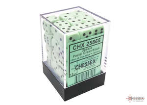 Dice: Chessex: Opaque Pastel Green/Black 12mm d6 Dice Block 36 dice