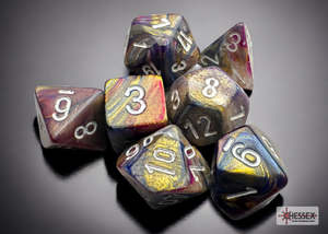Dice: Chessex: Festive Mini-hedral Carousel/White 7-Die Set