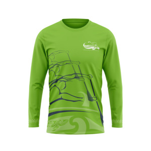 Tees And Singlets: Tauranga Moana Outrigger Canoe Club - Official Green L/S Tee