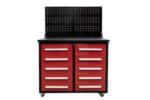 Ultimate Trolley Workbench with Drawers Red