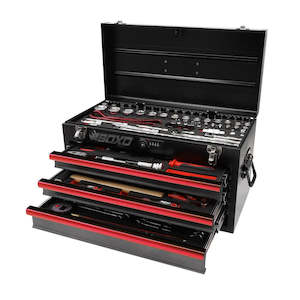 MotoBox | 103-Piece Metric Motorcycle 3-Drawer Hand Carry Tool Box - Black, Red