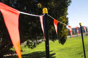 Silt Control: Bunting Flag on Rope ORANGE - - - [30m Rope]