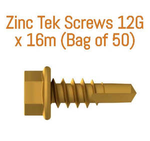 Straightcurve Tek Screws 12G x 16m (Bag of 50) ZINC - Ideal for Weathering Range