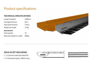 Straightcure Corten Steel Edging: Straightcurve 75mm 2.2m Flexline (Weathering Corten)