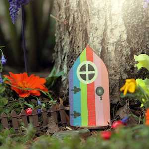 Products: Wooden Fairy Door – Rainbow