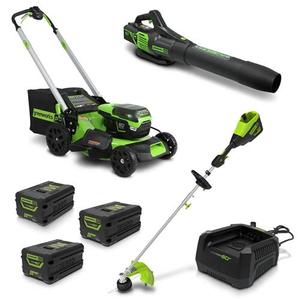 Lawn Trimmers: Greenworks 60V Combo Pack - 51cm Self-Propelled Lawn Mower, Trimmer, Blower Kit