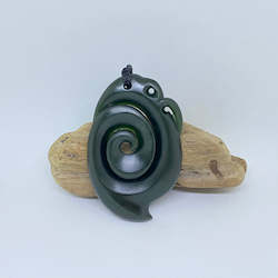 Manaia: Large Dark Manaia with Koru tail