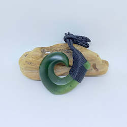 Hei Matau Fish Hook: Kokopu Snood Bound Hei Matau Pendant