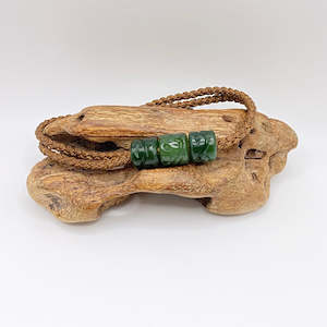 Earrings: Brown Cord Three Beaded Bracelet