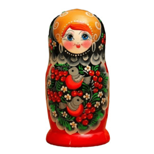 Products: Матрёшка “Снегири в рябине” чёрный платок 5 кукольная 18 см. – Gastronomy