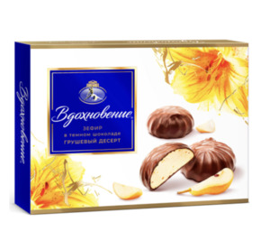 Products: “Inspiration” Dark Chocolate Marshmallow, Pear Dessert, 200g. – Gastronomy