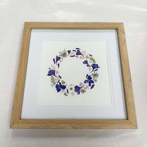 Art Home: Blue Hydrangea  Wreath Framed Artwork 22cm x 22cm
